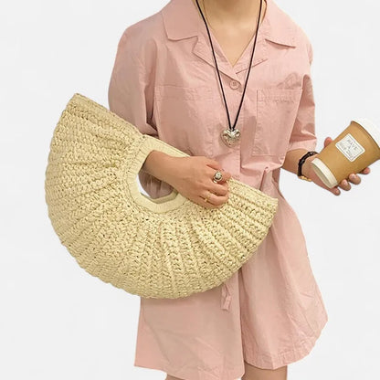 Naïa | Large Half-Moon Straw Bag