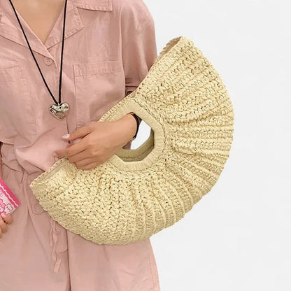 Naïa | Large Half-Moon Straw Bag