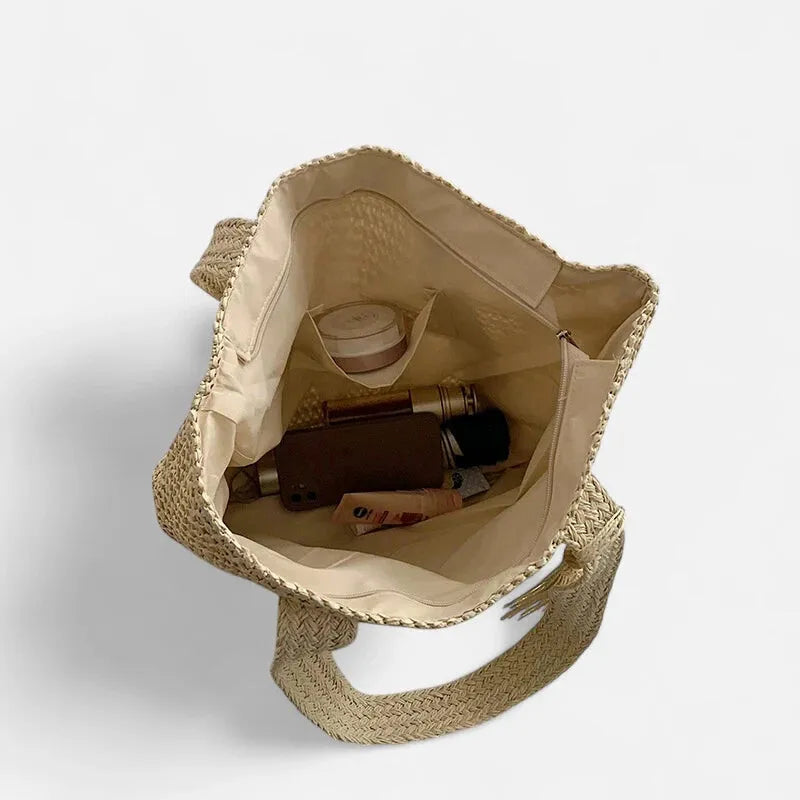 Naïma | Large Straw Tote with Pompom