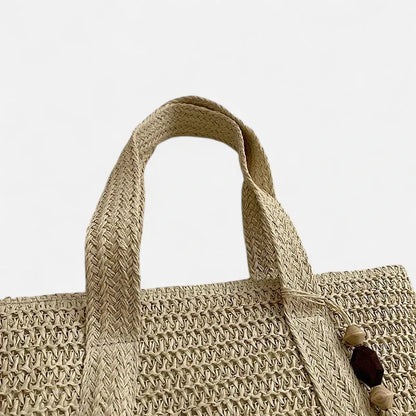 Naïma | Large Straw Tote with Pompom