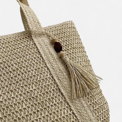 Naïma | Large Straw Tote with Pompom