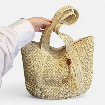 Naïma | Large Straw Tote with Pompom