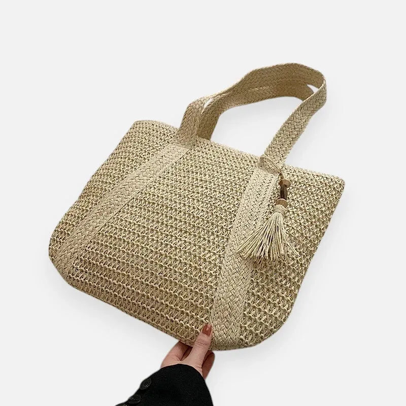 Naïma | Large Straw Tote with Pompom