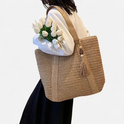 Naïma | Large Straw Tote with Pompom