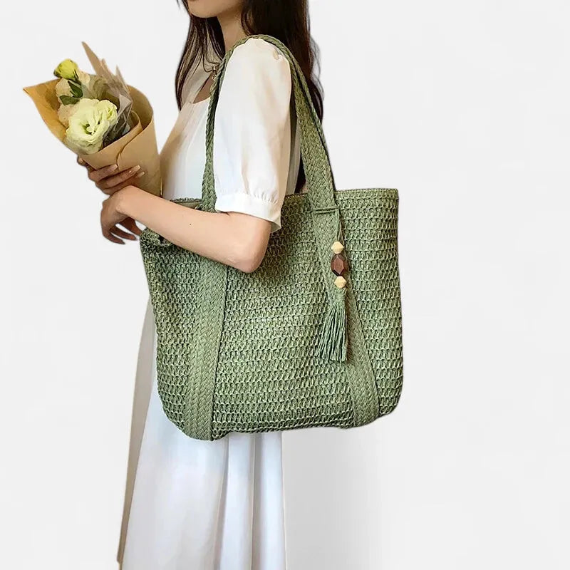Naïma | Large Straw Tote with Pompom