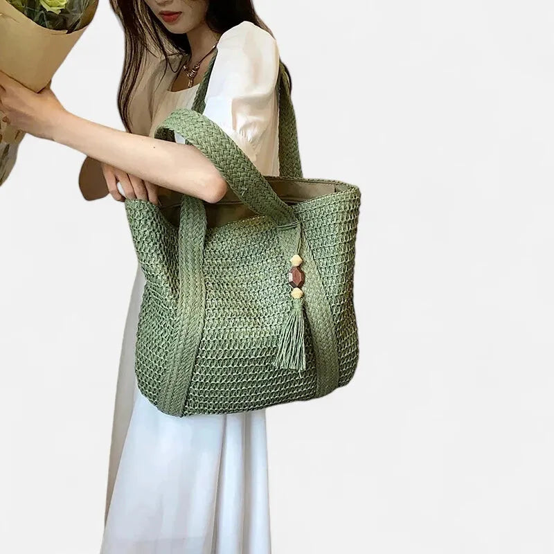 Naïma | Large Straw Tote with Pompom
