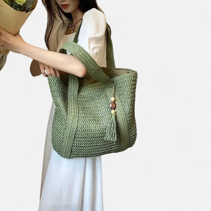 Naïma | Large Straw Tote with Pompom