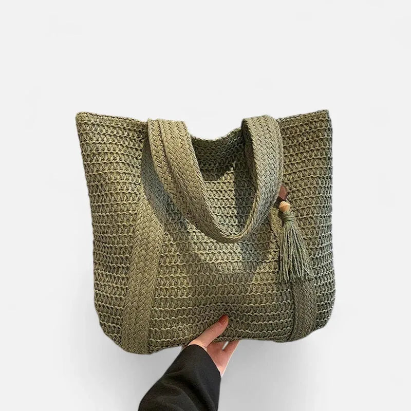 Naïma | Large Straw Tote with Pompom