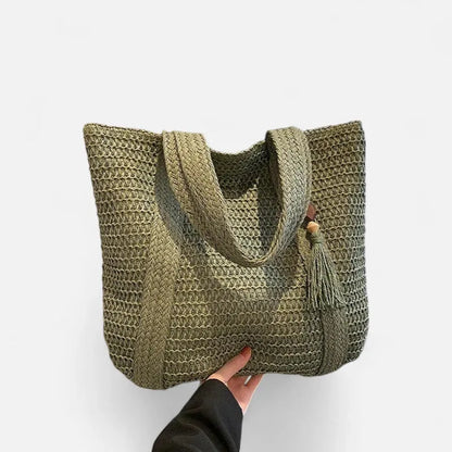 Naïma | Large Straw Tote with Pompom