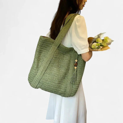 Naïma | Large Straw Tote with Pompom