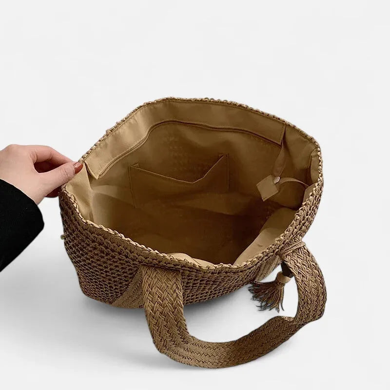 Naïma | Large Straw Tote with Pompom