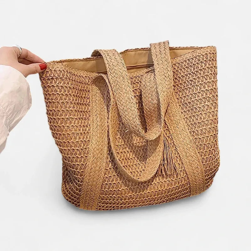 Naïma | Large Straw Tote with Pompom