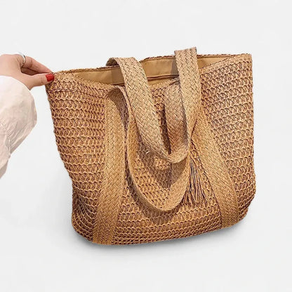 Naïma | Large Straw Tote with Pompom