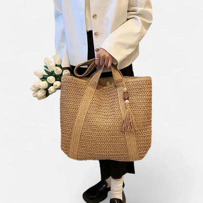 Naïma | Large Straw Tote with Pompom