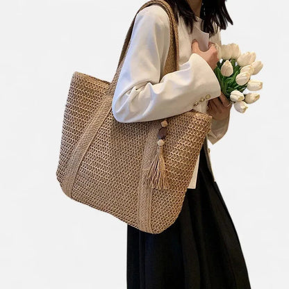 Naïma | Large Straw Tote with Pompom