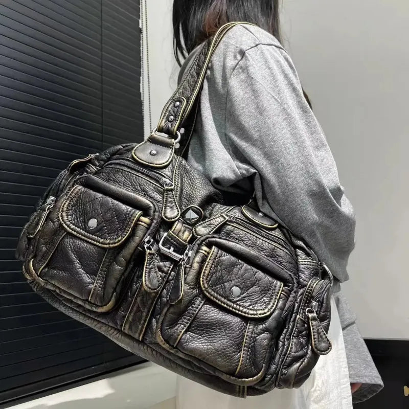 Romy | Retro Multi-Pocket Shoulder Bag