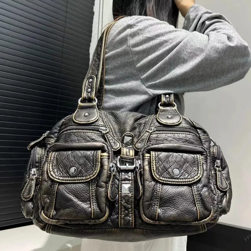Romy | Retro Multi-Pocket Shoulder Bag