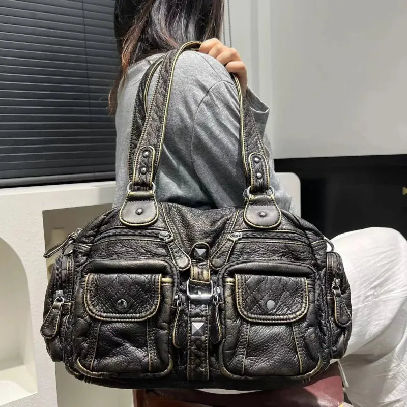 Romy | Retro Multi-Pocket Shoulder Bag