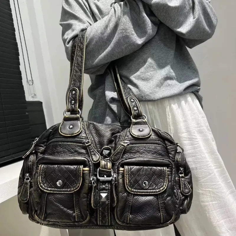 Romy | Retro Multi-Pocket Shoulder Bag
