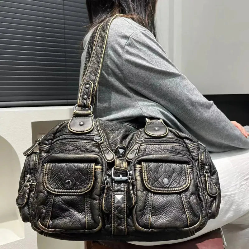 Romy | Retro Multi-Pocket Shoulder Bag