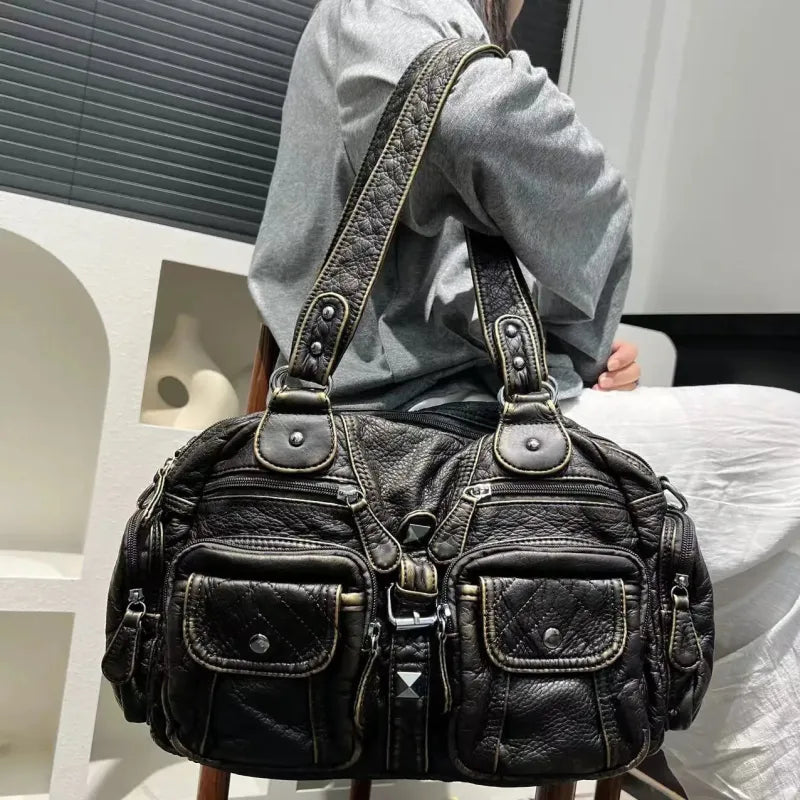 Romy | Retro Multi-Pocket Shoulder Bag