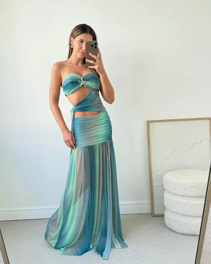Palmora Society - Wren | Vestido Maxi Palabra de Honor con Malla - foto 4