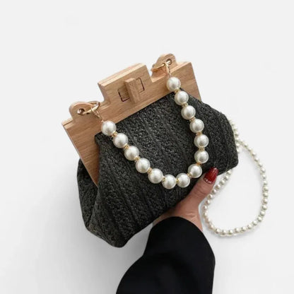 Maïa | Small Straw Bag with Pearl Handles